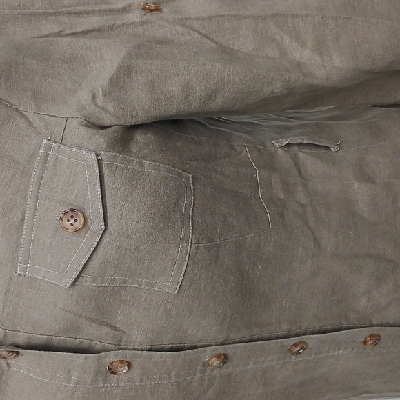 Tahari Arthur S. Levine Olive Brown Drab Shirt Dress Size 6 - Picture 4 of 8